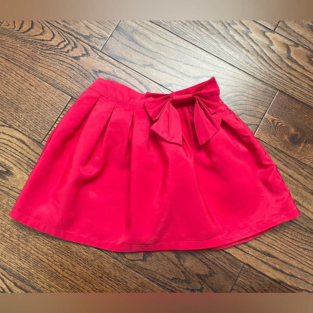 Red Bow Accent Girls Skirt